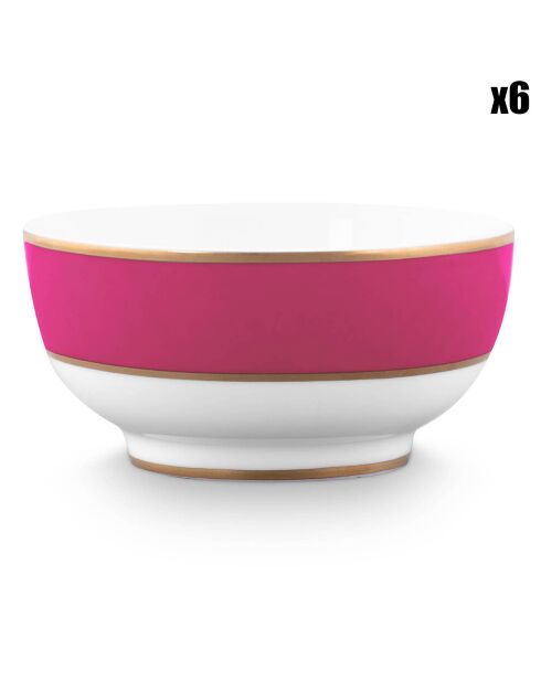 6 Bols en Porcelaine Pip Chique roses -  D.12.5 cm