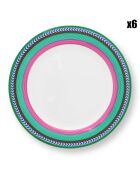 6 Assiettes dessert en Porcelaine Pip Chique rose/vert - D.23 cm