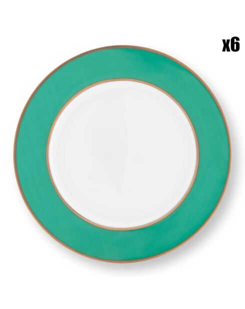 6 Assiettes dessert  en Porcelaine Pip Chique vertes -  D.23 cm