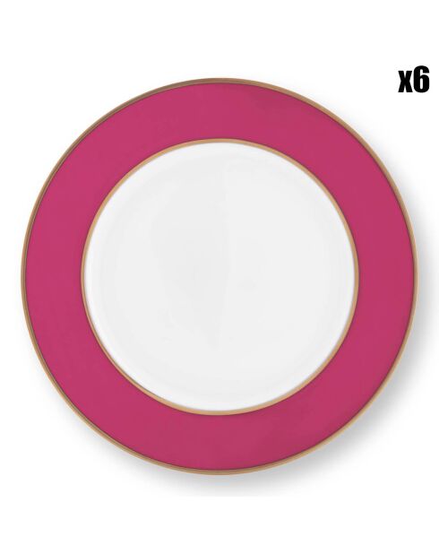 6 Assiettes à pain en Porcelaine Pip Chique roses - D.17 cm
