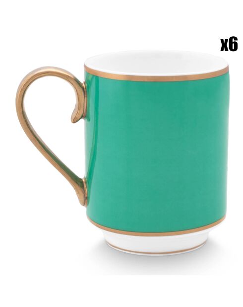 6 Grands mugs en Porcelaine Pip Chique verts - 350ml