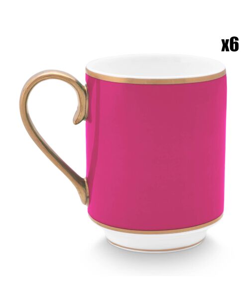 6 Grands mugs en Porcelaine Pip Chique roses - 350ml
