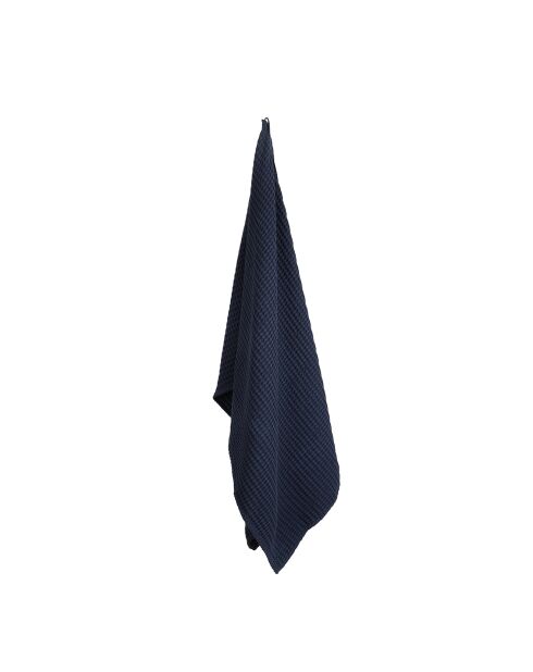 Drap de bain gauffré en Coton Bio bleu foncé - 150x100 cm