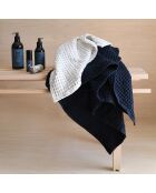 Drap de bain gauffré en Coton Bio bleu foncé - 150x100 cm