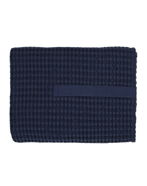 Drap de bain gauffré en Coton Bio bleu foncé - 150x100 cm