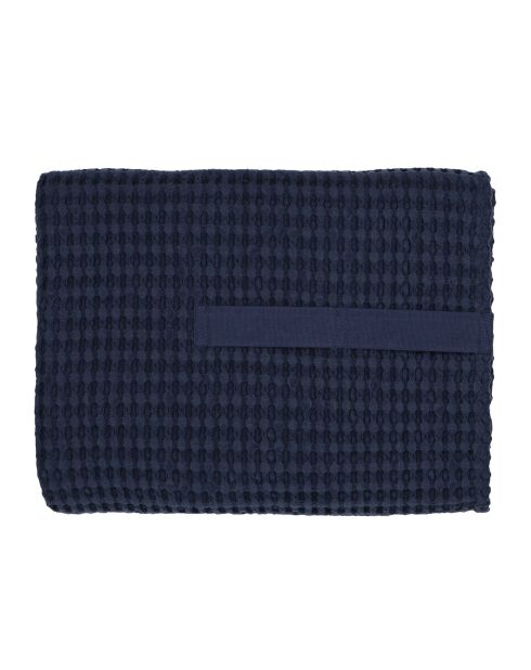 Drap de bain gauffré en Coton Bio bleu foncé - 150x100 cm