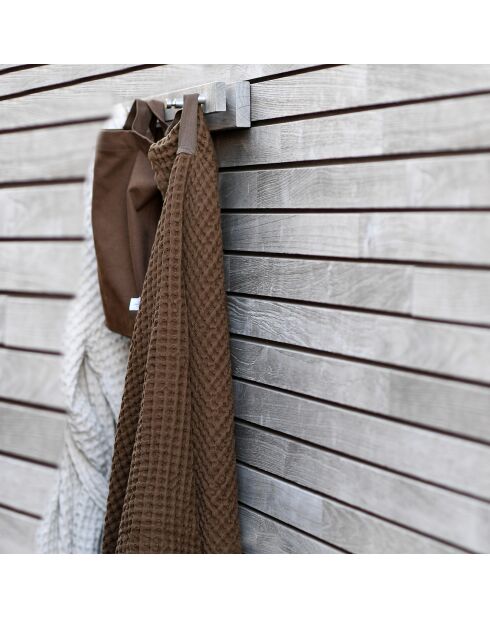 Serviette de bain gauffrée en Coton Bio marron - 130x50 cm