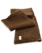 Serviette de bain gauffrée en Coton Bio marron - 130x50 cm