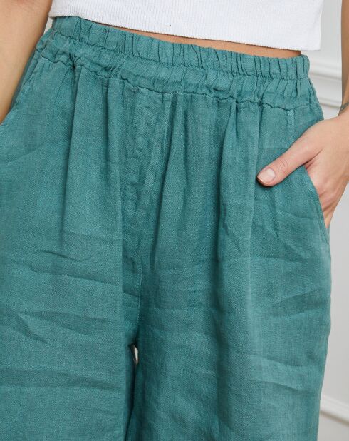 Bermudashort 100% linnen Alafolie groen