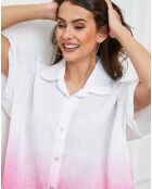 Chemise 100% Lin Badounia blanc/fushia