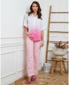 Chemise 100% Lin Badounia blanc/fushia
