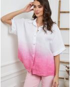Chemise 100% Lin Badounia blanc/fushia