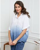 Chemise 100% Lin Badounia blanc/indigo