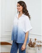 Chemise 100% Lin Badounia blanc/indigo