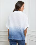 Chemise 100% Lin Badounia blanc/indigo