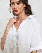 Chemise 100% Lin Badounia blanc/taupe