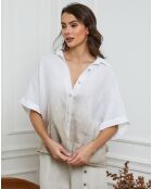Chemise 100% Lin Badounia blanc/taupe