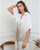 Chemise 100% Lin Badounia blanc/taupe