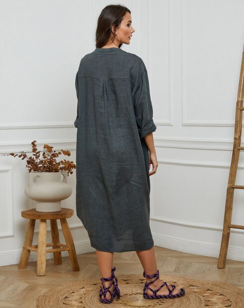 Vestido Belinda en carbono 100% lino