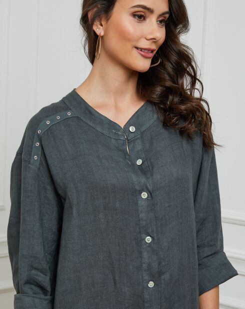 Vestido Belinda en carbono 100% lino