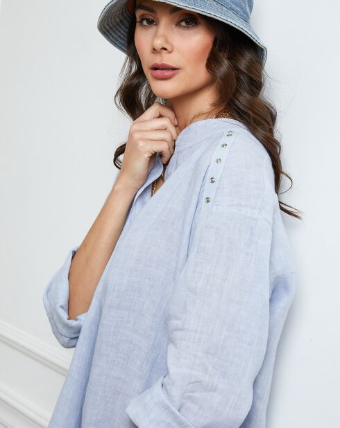 Belinda indigo jurk van 100% linnen