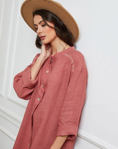 Belinda terracota jurk van 100% linnen