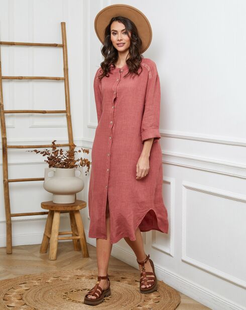 Belinda terracota jurk van 100% linnen