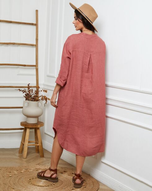 Belinda terracota jurk van 100% linnen