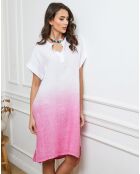 Robe 100% Lin Butella blanc/fushia