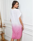 Robe 100% Lin Butella blanc/fushia
