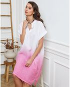 Robe 100% Lin Butella blanc/fushia