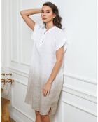 Robe 100% Lin Butella blanc/taupe