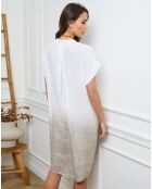 Robe 100% Lin Butella blanc/taupe