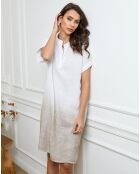 Robe 100% Lin Butella blanc/taupe