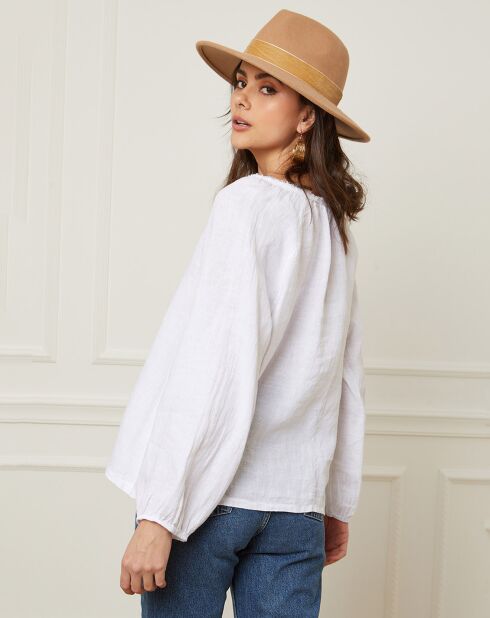 Witte blouse van 100% linnen Celiane