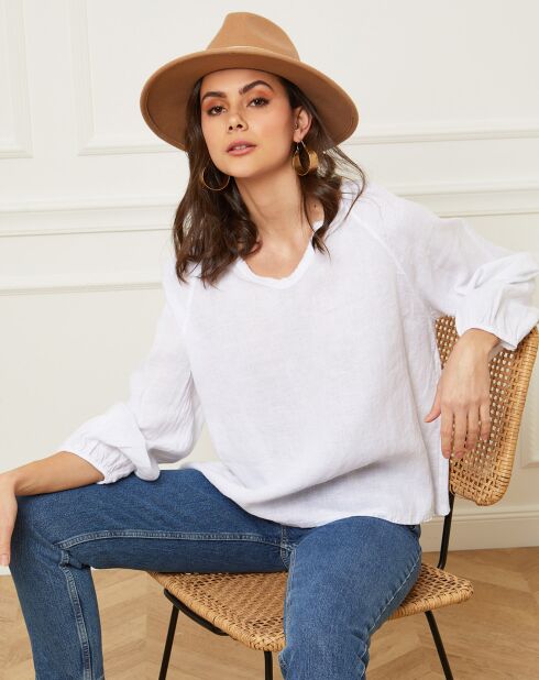 Witte blouse van 100% linnen Celiane