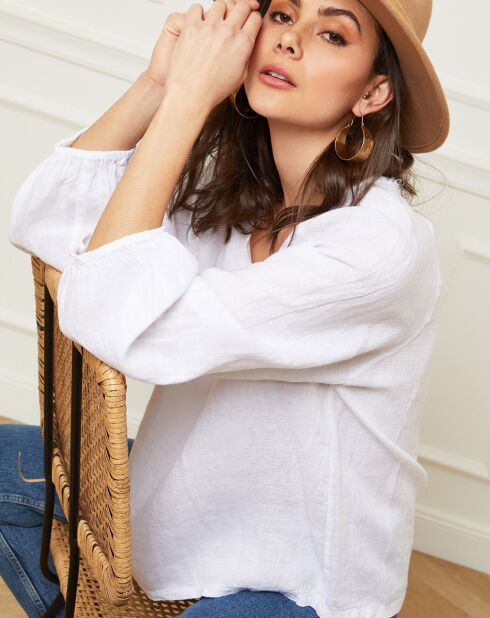 Witte blouse van 100% linnen Celiane
