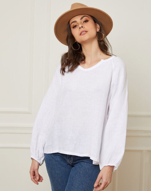 Witte blouse van 100% linnen Celiane