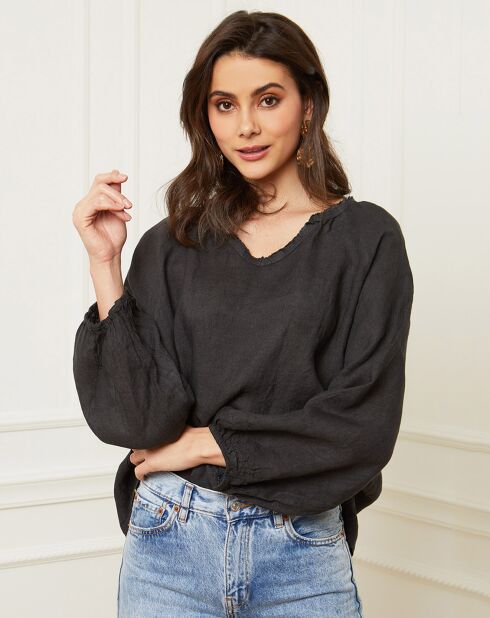 Celiane carbonblouse van 100% linnen