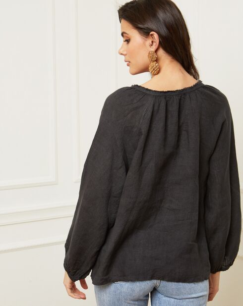 Celiane carbonblouse van 100% linnen