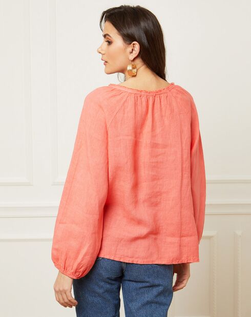 Blouse 100% Lin Celiane corail