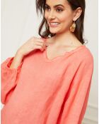 Blouse 100% Lin Celiane corail