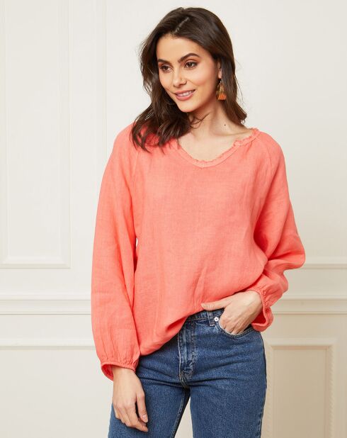 Blouse 100% Lin Celiane corail