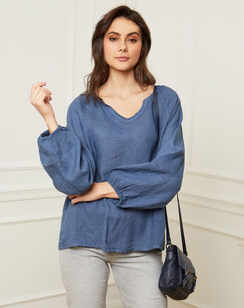 Indigo Celiane blouse van 100% linnen