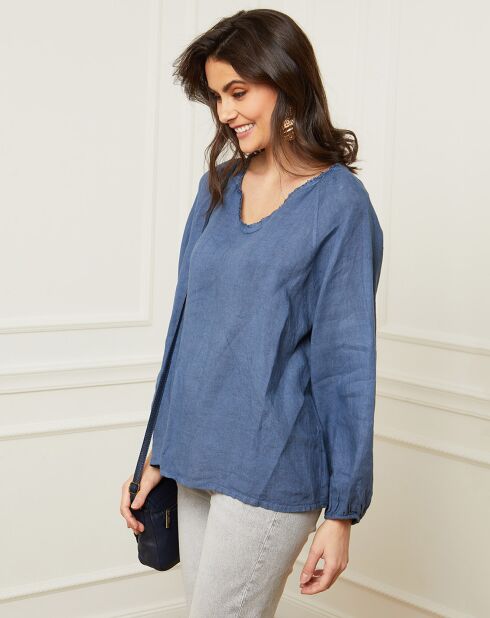Indigo Celiane blouse van 100% linnen