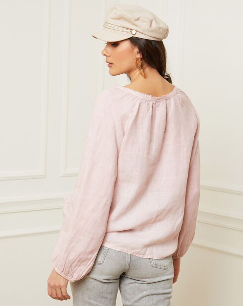 Roze blouse van 100% linnen Celiane