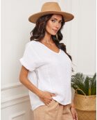 Top 100% Lin Fabioza blanc