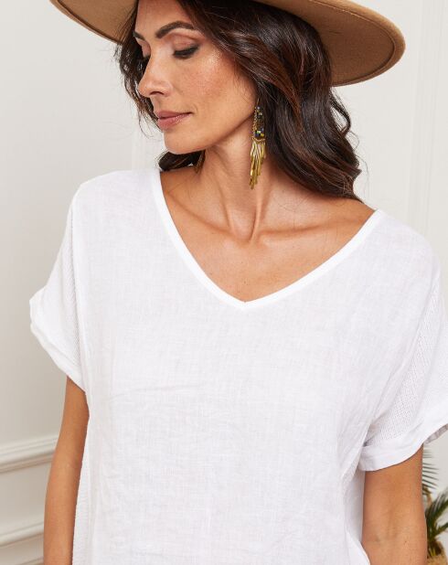 Fabioza witte top van 100% linnen