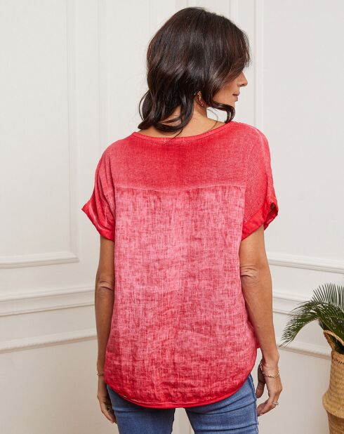 Fabioza frambozentop van 100% linnen