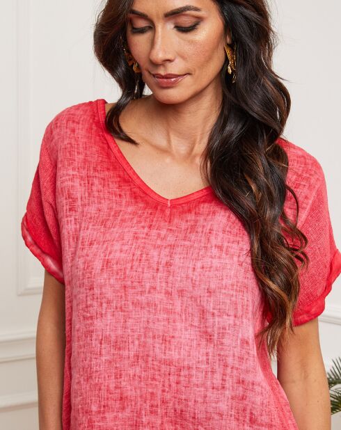 Fabioza frambozentop van 100% linnen